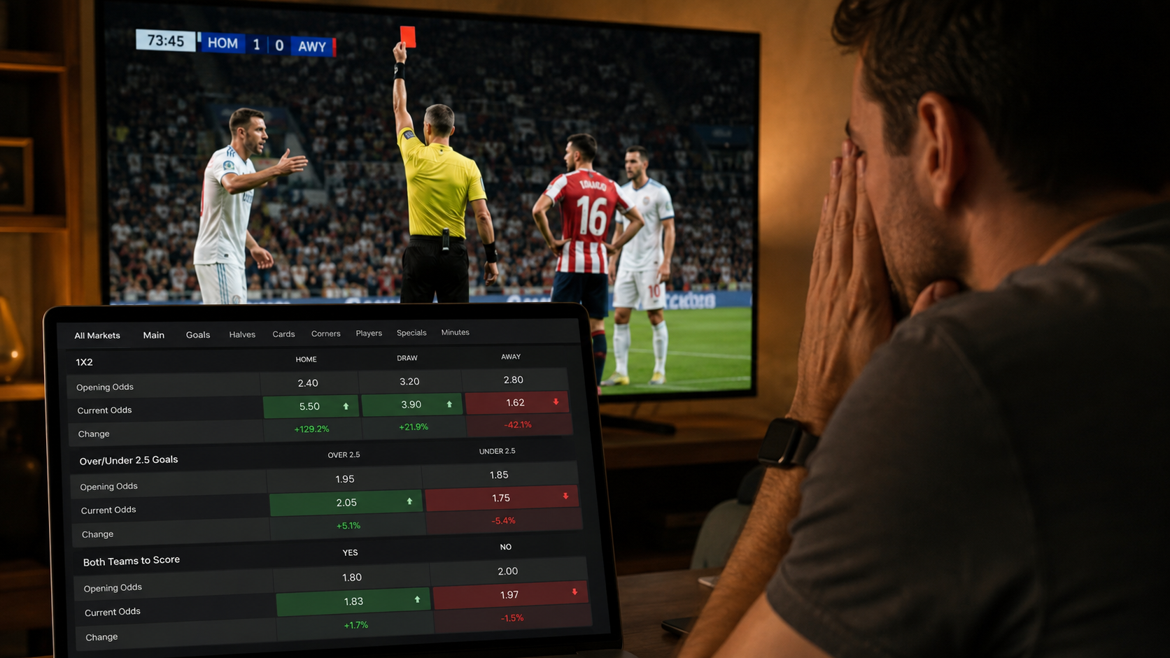Por que uma expulsão altera algumas odds muito mais do que outras